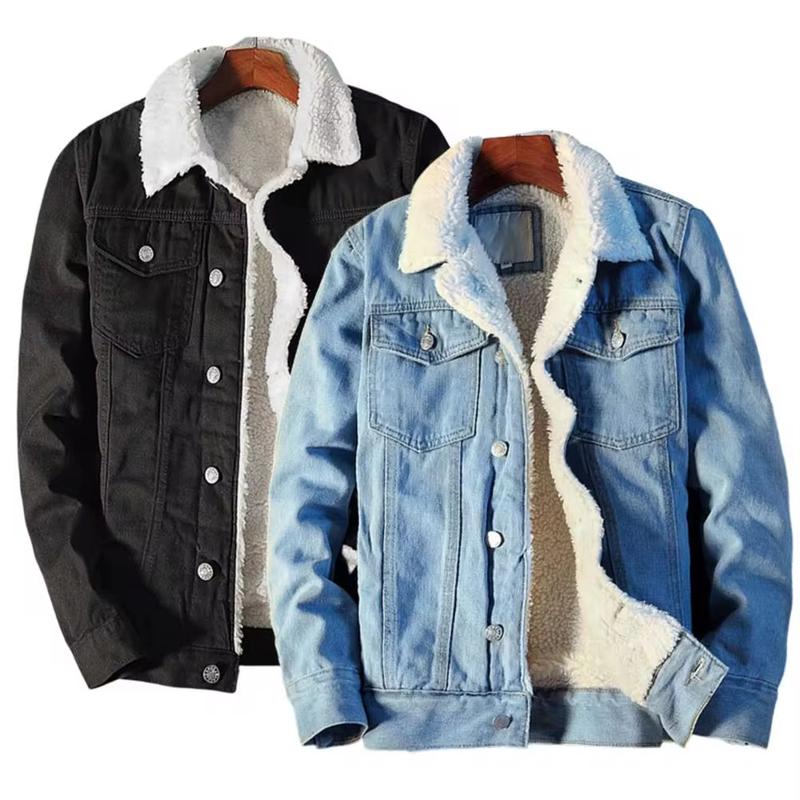 Men Winter Autumn Jacket Denim Inner Fleece Thicken Winter Jeans Jacket Coat Men'S Turn-Down Velvet Jacket Mens Fur Parkas SANWOOD