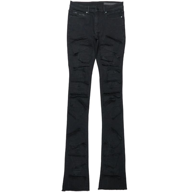 Camden Jet Black Super Stacked Flare Jean