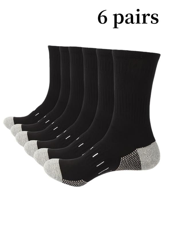 Men's Colorblock Crew Socks, Casual Moisture Wicking Socks, Soft Comfy Breathable Socks for All Seasons Daily Wear