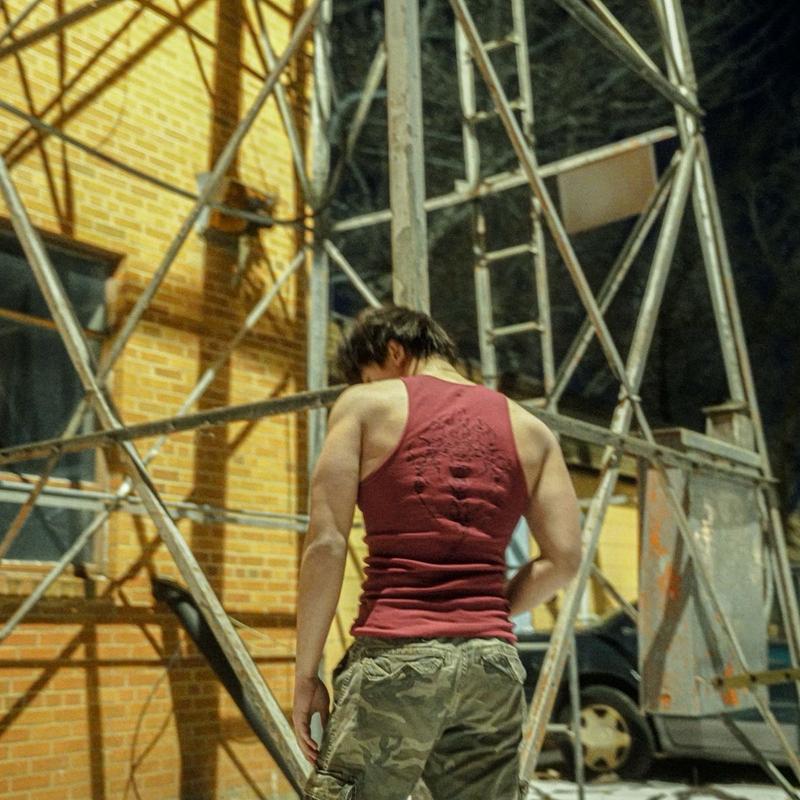 RED STACKED BEATER skims tank top men