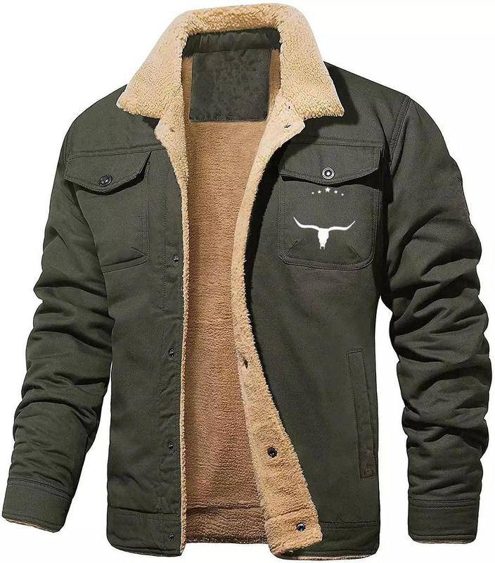 Bullhorns Men's Fleece-lined Cotton Casual Jacket casual jacket