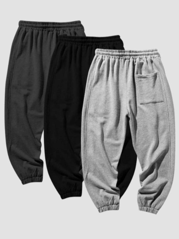 Menswear Plain Drawstring Waist Sweatpants, Local Boy Outfitters, Regular Fit Minimalist Pocket Elastic Waist Trousers, Men's Trousers for Spring & Fall