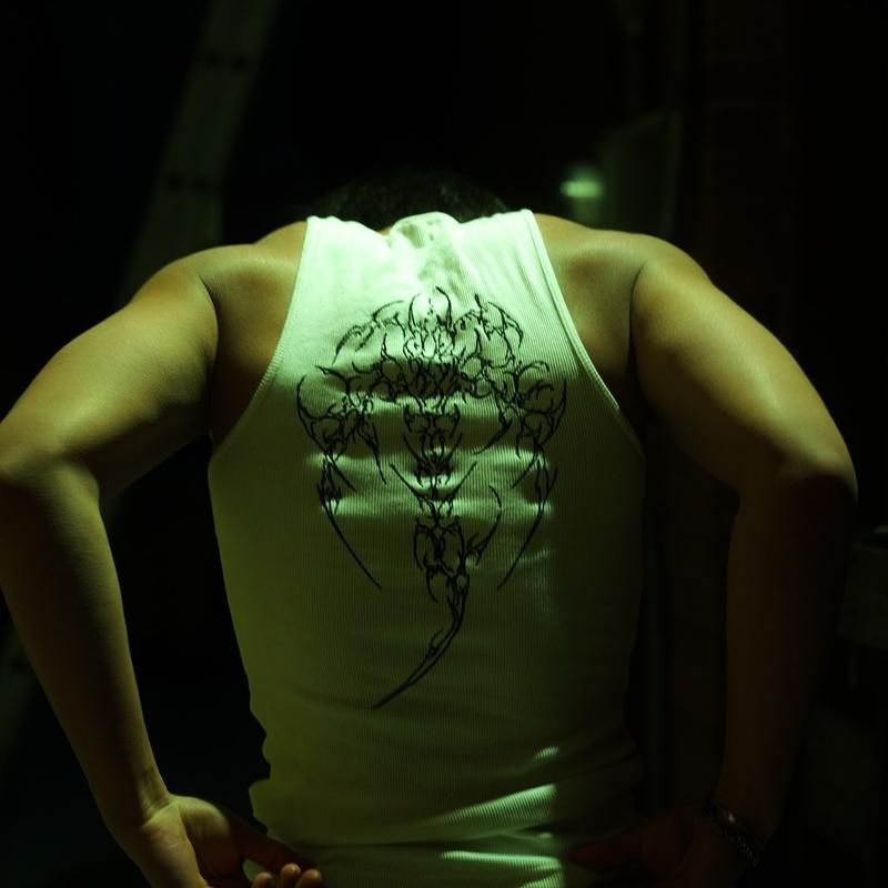 WHITE STACKED BEATER skims tank top men