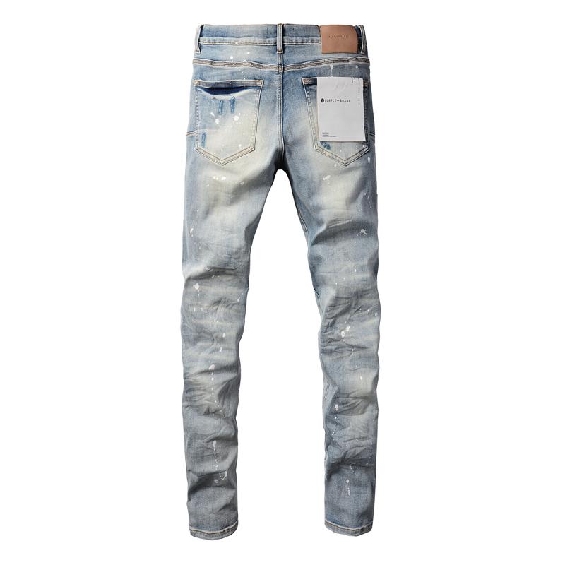 Purple brand Men's Jeans Casual Comfort Holes Fashionable Straight Skinny Slim Fit Jeans, Ripped Stretch Jeans Denim Pants