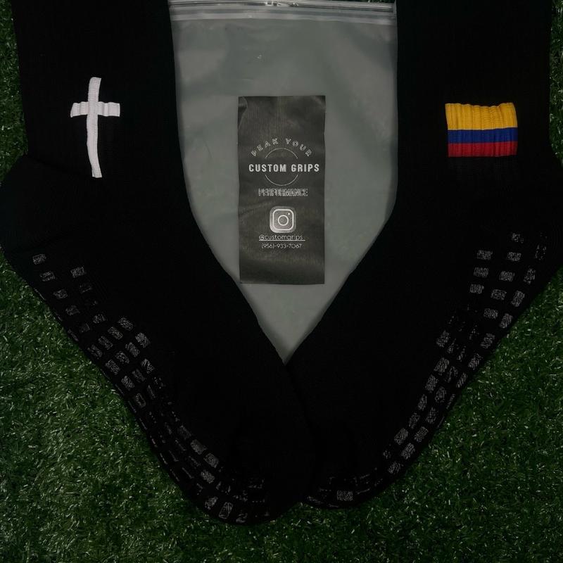 National team flag and cross custom grip socks