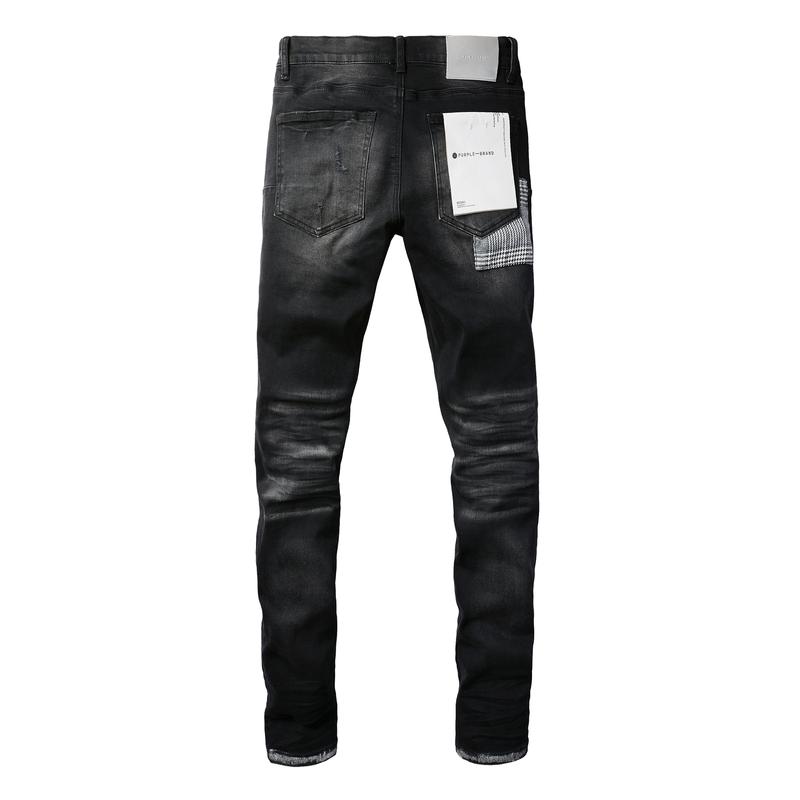 Purple-brand Men's Jeans Slim Fit Stretch Jeans Baggy Ripped Straight Skinny Denim Pants for Men Fashionable Biker Motocycle Holes Pants 2024