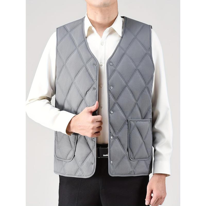 Men's Fleece Lined Solid Sleeveless Vest - Casual Trendy Varsity Vest Outdoor Clothes For Autumn And Winter