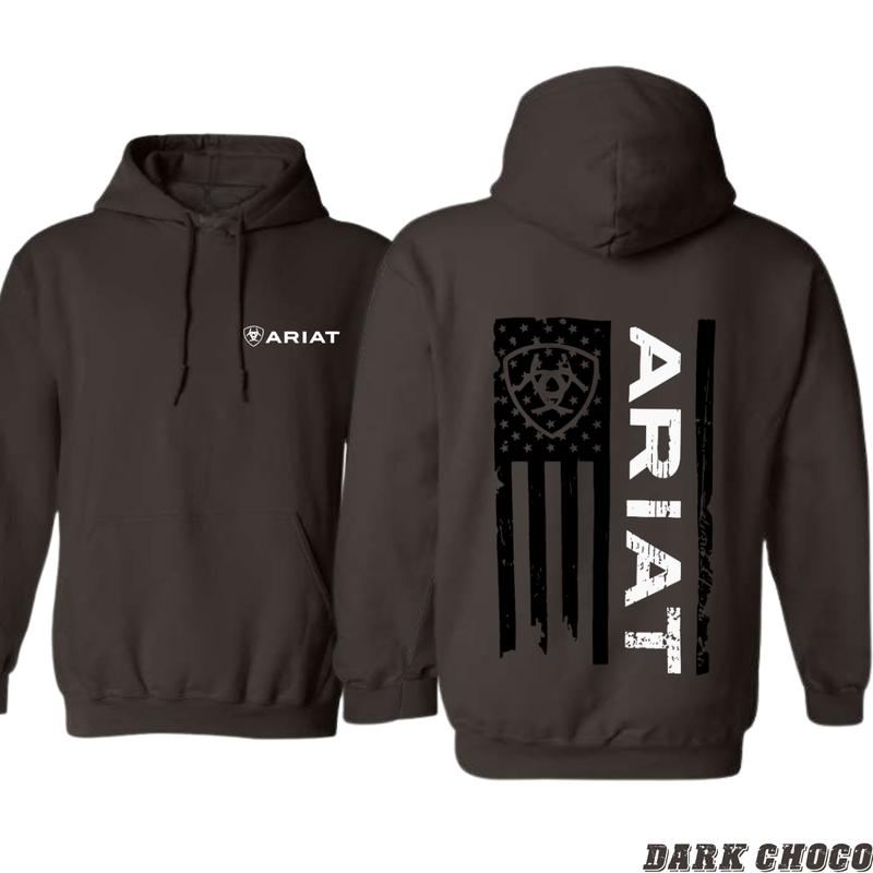 Patriotic Ariat Hoodie - Rugged American Flag Design with Classic Ariat Branding, Ideal for Outdoor Enthusiasts and Western Wear Lovers