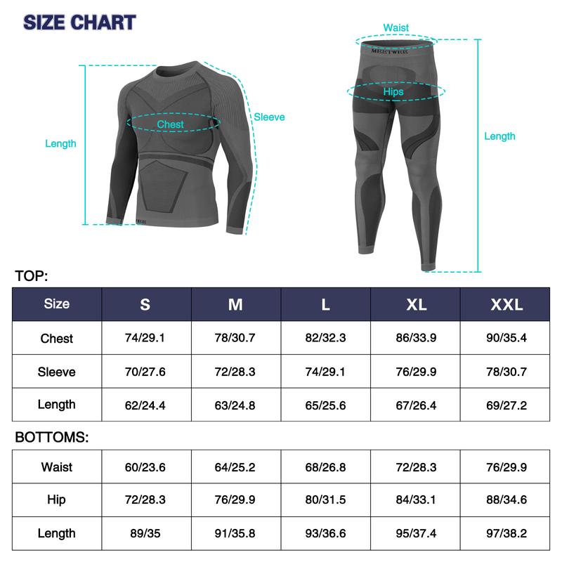 MEETWEE Mens Soft Fleece Lined Compression Base Layer Thermal Underwear Set Long Johns Fabric Menswear Breathable Day Elastic Polyester Spandex Sport