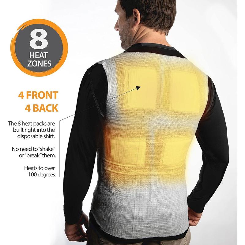 Heated Shirt, Compression Baselayer, 8 Built in Heat Packs, Body Warmer