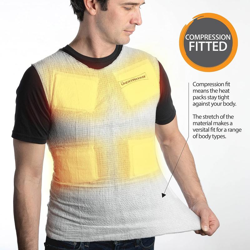 Heated Shirt, Compression Baselayer, 8 Built in Heat Packs, Body Warmer