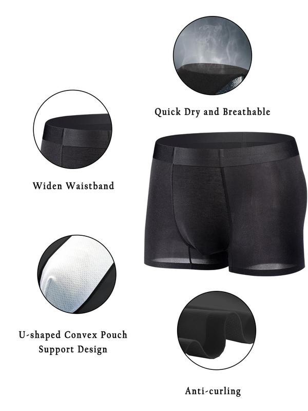 Men's Solid Breathable Boxer Brief, Casual Comfy Seamless Underwear for Daily Wear, Men's Underwear for All Seasons