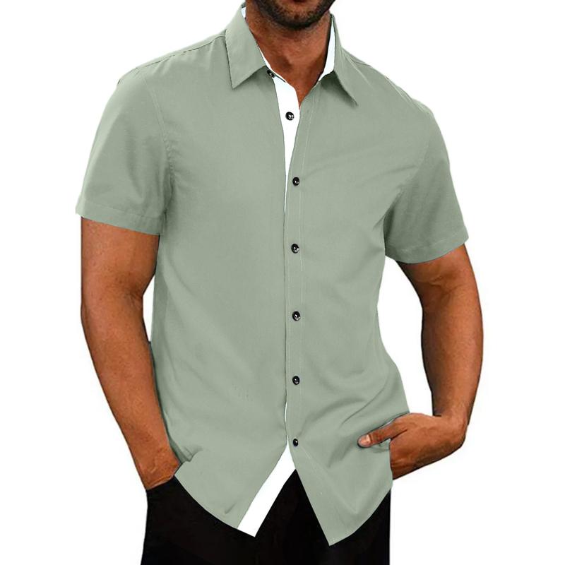 JMIERR Men's Plain Casual Button Down Shirts Wrinkle-Free Short Sleeve Business Dress Shirt Menswear Tops