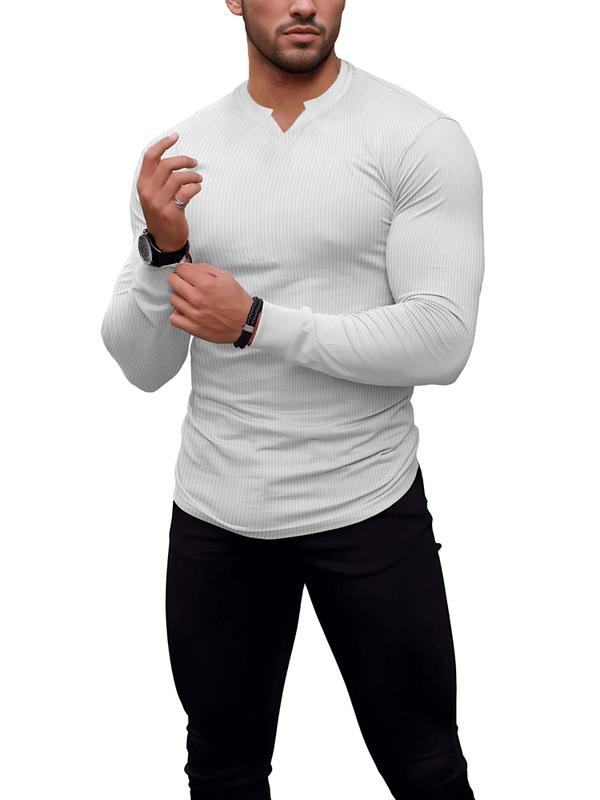 Men's Muscle Stretch Shirts Long&Short Sleeve V Neck Slim Fit Stylish T-Shirts Casual Thermal Underwear