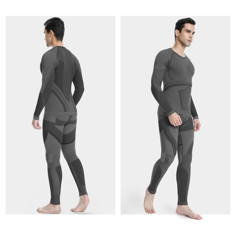 MEETWEE Mens Soft Fleece Lined Compression Base Layer Thermal Underwear Set Long Johns Fabric Menswear Breathable Day Elastic Polyester Spandex Sport