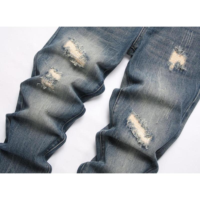 Men's Fashion Designer Jeans for men Distressed Slim Fit Street Style Denim Clothing Pants