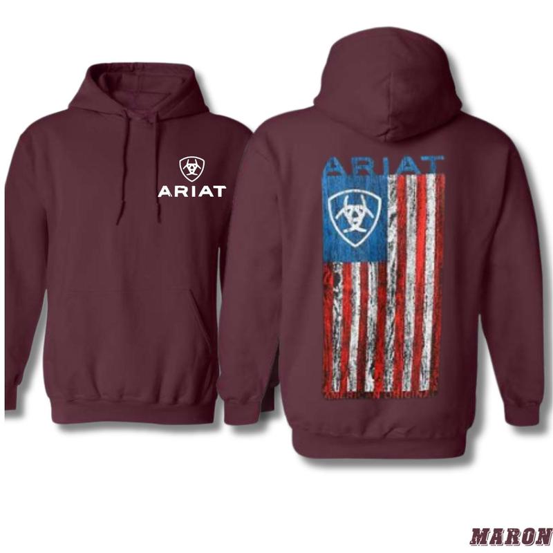 Ariat Hoodie - Bold American Flag Graphic with Western Flair, Perfect for Patriotic Style and Everyday Comfort