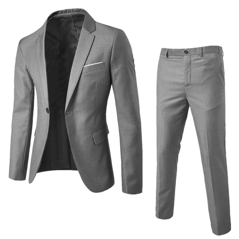 Men's Wedding Suit For Groom Best-Man Groomsman 2023 Pure Color Elegant Blazer Pant Set Slim Men Formal Dress Suit Clothes