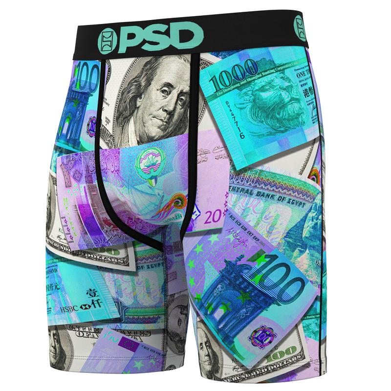 PSD Men's Money Hype Boxer Brief 3 Pack - Standard Length 7 Inch Inseam, Moisture-Wicking 4-Way Stretch Fabric