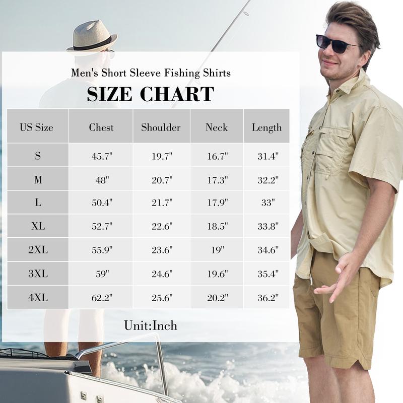 TruDave Men's UPF 50+ UV Short Sleeve Hiking Fishing Shirt Quick Dry Cooling Short Sleeve Button Down Shirts Performance Fishing Gear Shirts Menswear Cloth