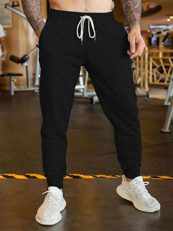 Men's Plain Adjustable Drawstring Waist Sweatpants, Soft Jogger Trousers for Daily Gym Workout Running, Mens Pants, Going Out Outfit, Pants for Men, Stylish Casual Clothes Bottoms Menswear, Men's Clothing Outfits, Boys Fall Clothing