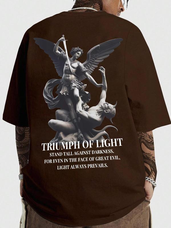 St. Michael Defeats The Devil-Men's T-shirt, Summer Tees for Men, Graphic Tees, Streetwear