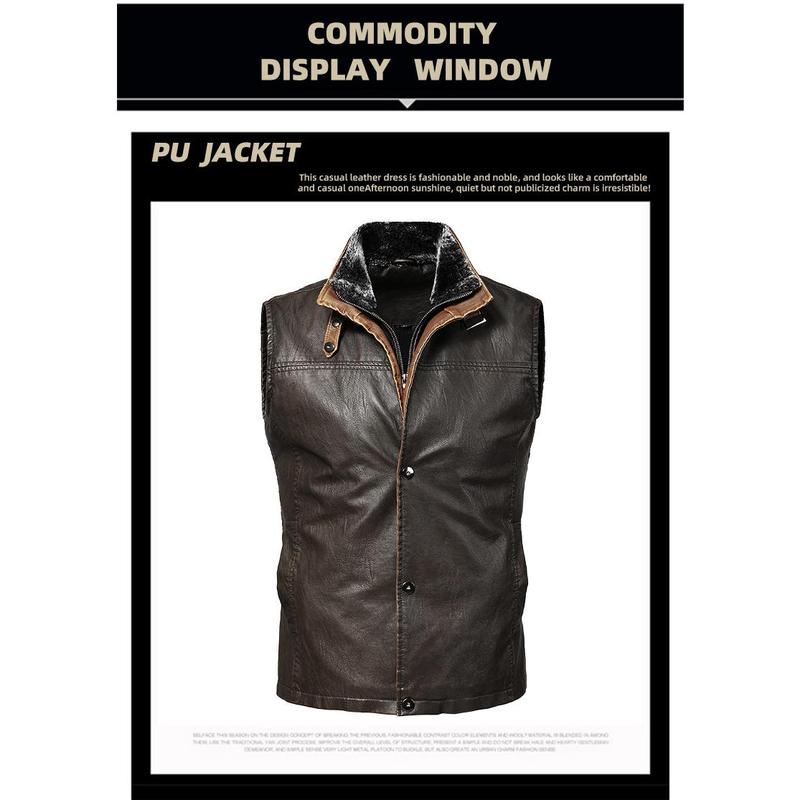 Men's Leather Autumn Pu Vest European and American plus Size Casual Retro Men's Jacket Sleeveless Work Vest Menswear Tops