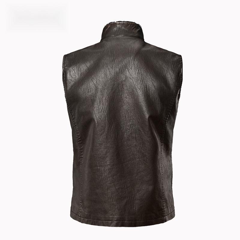 Men's Leather Autumn Pu Vest European and American plus Size Casual Retro Men's Jacket Sleeveless Work Vest Menswear Tops