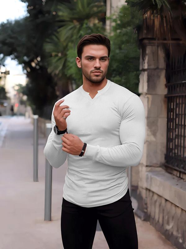 Men's Muscle Stretch Shirts Long&Short Sleeve V Neck Slim Fit Stylish T-Shirts Casual Thermal Underwear