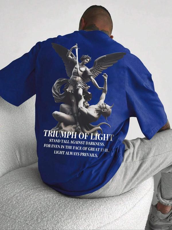 St. Michael Defeats The Devil-Men's T-shirt, Summer Tees for Men, Graphic Tees, Streetwear