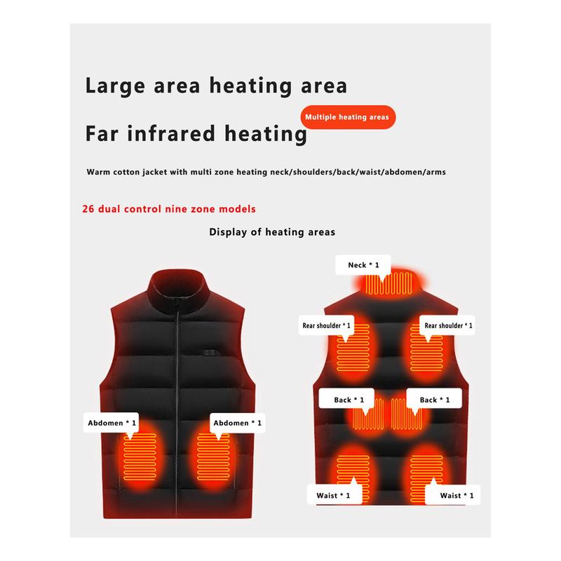 Men Women Winter Heated Vest Black 9 Heating Zones Warm Vest with Adjustable Temperature Control Heating casual maternity