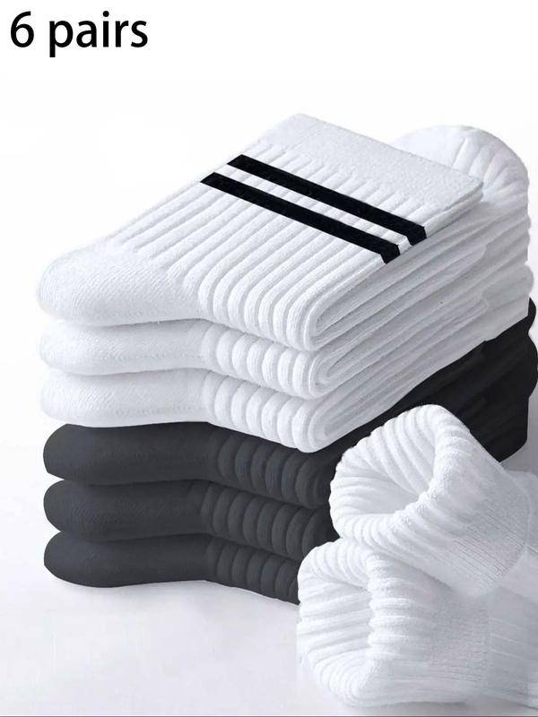 Men's Striped Print Crew Socks, Casual Soft Comfortable Breathable Socks for Daily Wear, Summer Wear 2024, Menswear for All Seasons