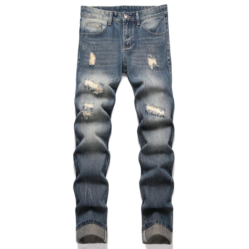 Men's Fashion Designer Jeans for men Distressed Slim Fit Street Style Denim Clothing Pants