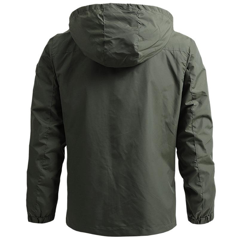 Men's Tactical Windbreaker Jacket, Waterproof, Hooded, Outdoor Sports Coat, Size S-5XL Menswear Stylish Tops Beige