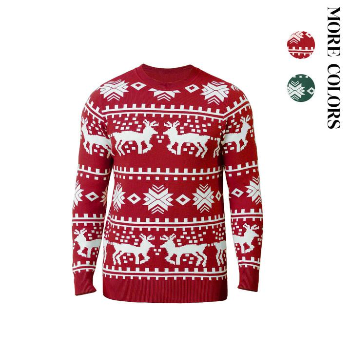 Men's Unisex Long Sleeved Elk Snow Pattern Pullovers Knitwear Top Christmas New Year Casual Regular Sweater Knitting for Fall Warm and Soft Classic Knit