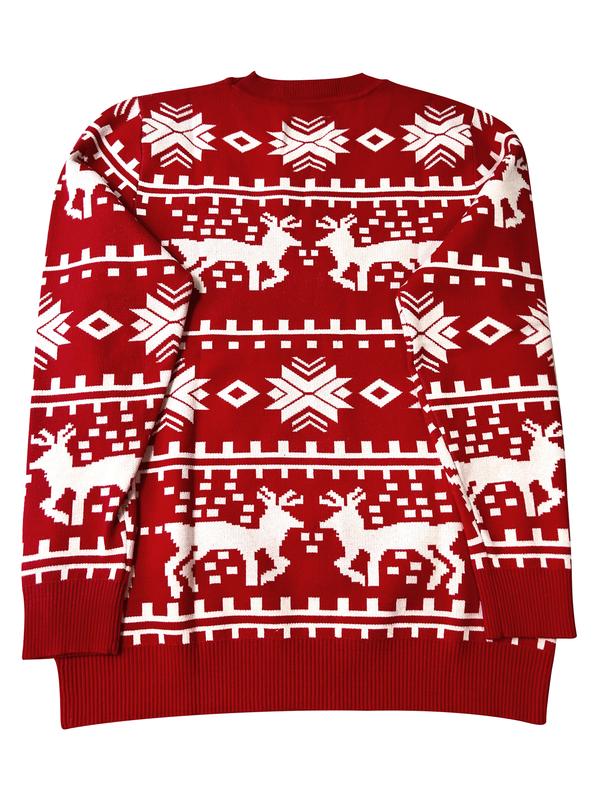 Men's Unisex Long Sleeved Elk Snow Pattern Pullovers Knitwear Top Christmas New Year Casual Regular Sweater Knitting for Fall Warm and Soft Classic Knit