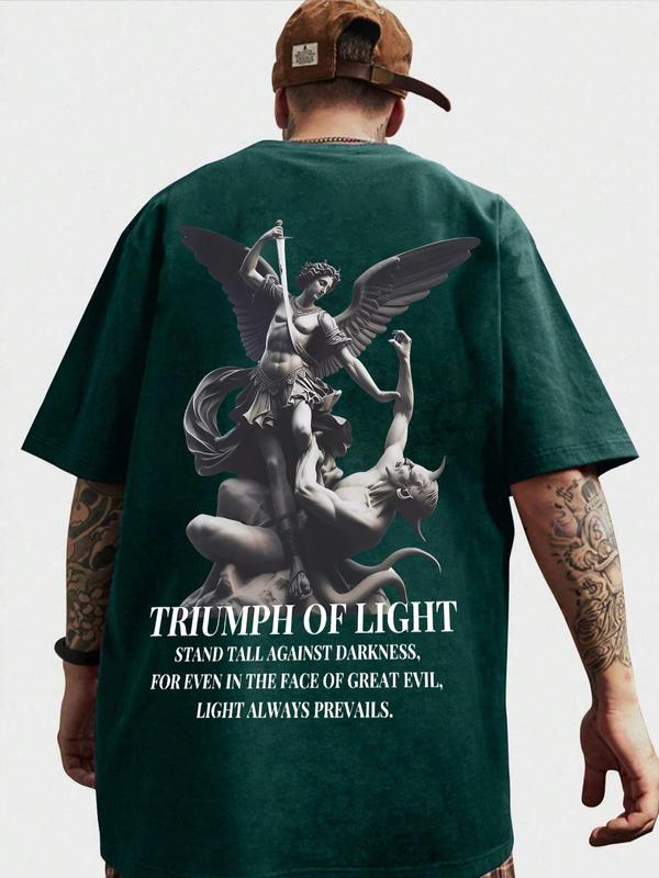 St. Michael Defeats The Devil-Men's T-shirt, Summer Tees for Men, Graphic Tees, Streetwear