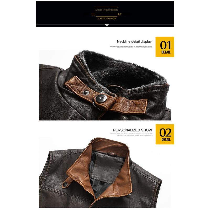 Men's Leather Autumn Pu Vest European and American plus Size Casual Retro Men's Jacket Sleeveless Work Vest Menswear Tops