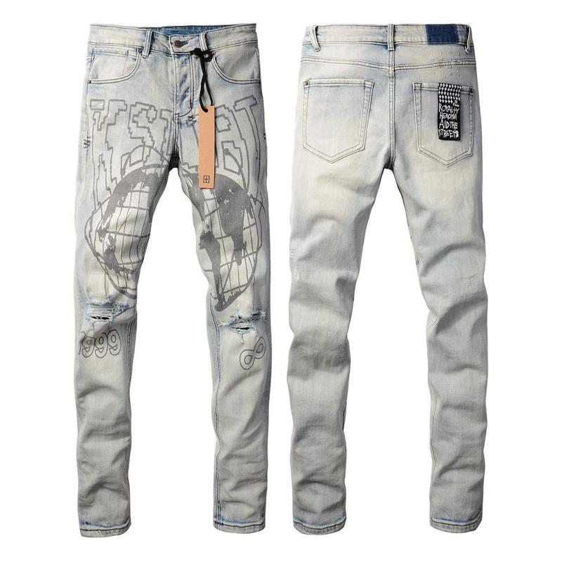 Washed ripped skinny jeans Men stretch fashion all match small feet 2024 new fashion trend High quality jeans（YNMT）· Menswear Streetwear zipper  jeans