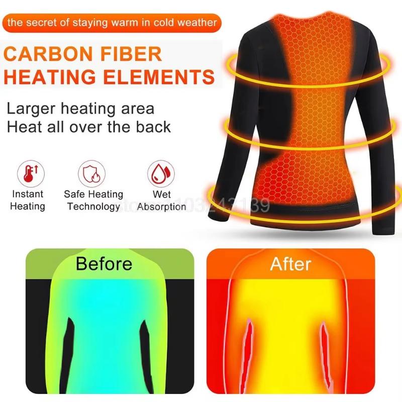 Black Friday Winter Heated Thermal Underwear Men Heating Jacket Skiwear Fleece Warm Top Pants USB Electric Clothing S-