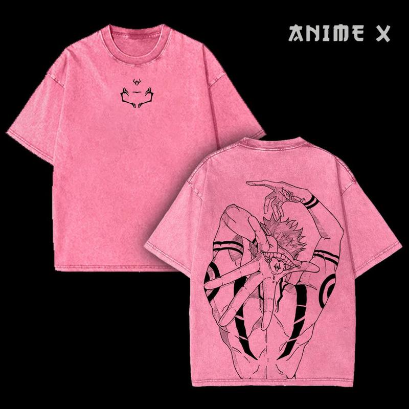 [FS] Retro Limited Vintage Ryomen Sukuna Signature - Jujutsu Kaisen Anime Double Printed Oversized Washed Tee Unisex Oversize Anime Manga Acid Washed Lightweight Cotton T-Shirt, Hoodies & Sweater Wash Gift For Anime Fan, Anime Lover