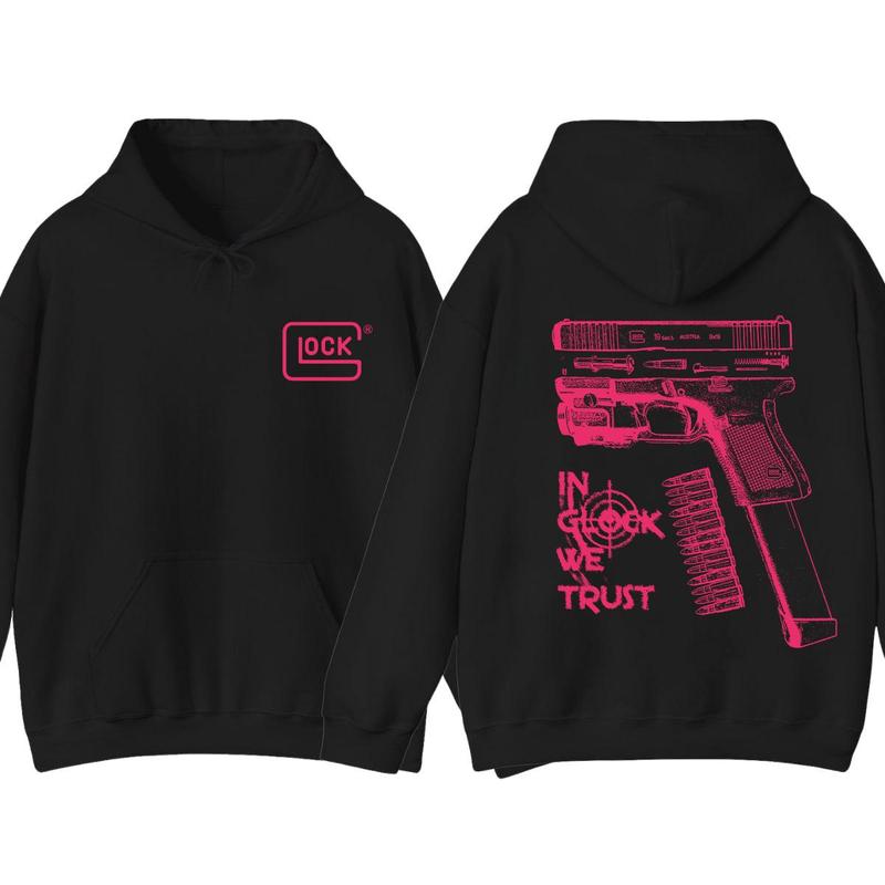 In Gl0ck We Trust design pink Hoodie full color for men for women