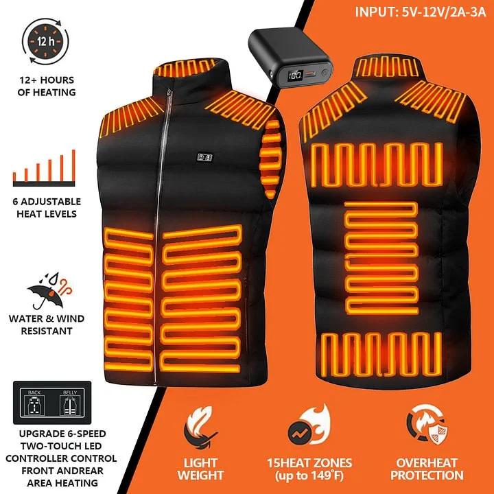 Black Friday Special 50% Off Discount - 2024 Updated Heated Vest with 15 Heat Zones & LED Controller For Men & Women, Includes Battery Pack!