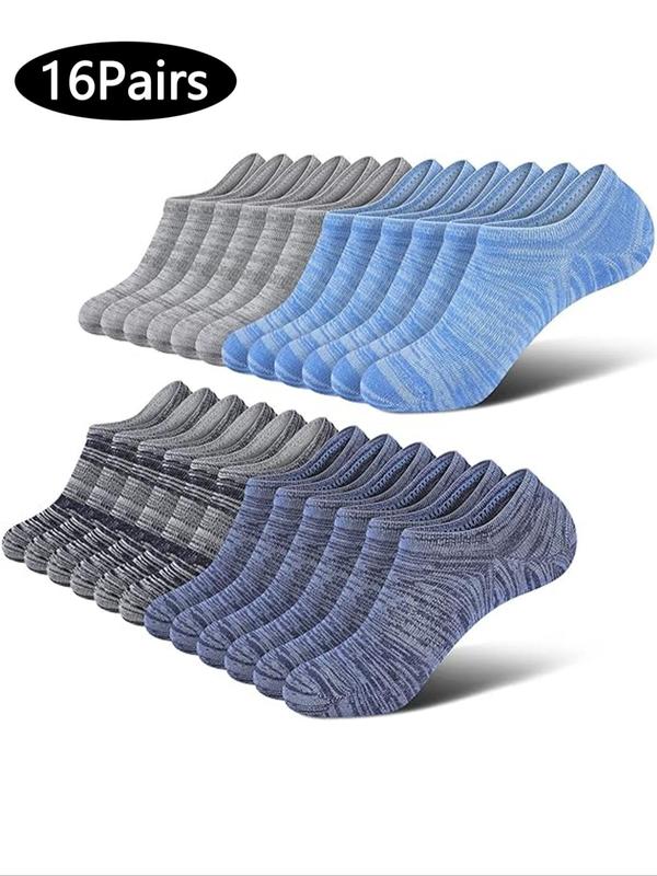 Men's Solid Patchwork Ankle Socks, Casual Comfy Breathable Socks for Daily Wear, Knit Crew Socks for Men, Multipack Low Cut Socks for Men, Menswear, Gifts for Boyfriend, Boys Clothing