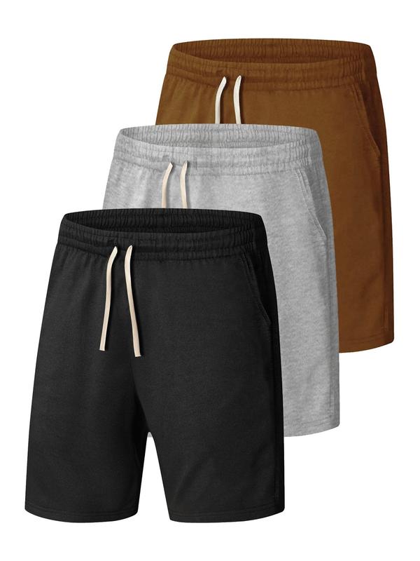 Men's Plain Drawstring Pocket Shorts, Summer Clothes, Essential Shorts for Men, Regular Fit Casual Straight Leg Shorts for Summer, Men's Street Wear Shorts, Breathable Sweat-absorbing Men's Bottoms for Daily Wear, Menswear