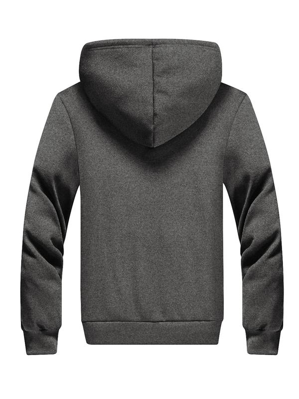 Men's Thermal Lined Zip Up Drawstring Hoodie, Long Sleeve Pocket Thickened Coat for Men, Men's Clothing, Jackets Hoodies for Men, Men's Winter Jacket Outerwear, Please Purchase A Size Up, Fall Clothes