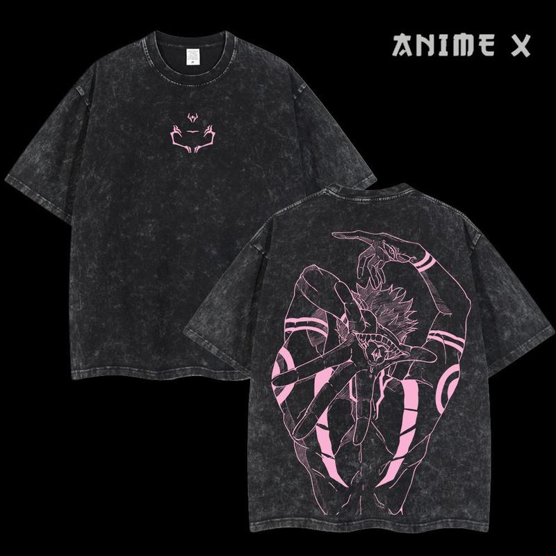 [FS] Retro Limited Vintage Ryomen Sukuna Signature - Jujutsu Kaisen Anime Double Printed Oversized Washed Tee Unisex Oversize Anime Manga Acid Washed Lightweight Cotton T-Shirt, Hoodies & Sweater Wash Gift For Anime Fan, Anime Lover