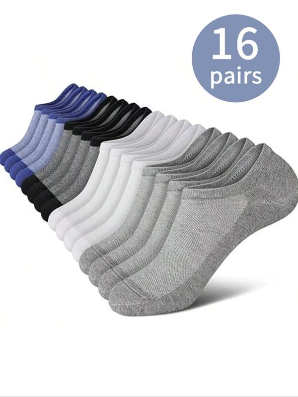 Men's Solid Patchwork Ankle Socks, Casual Comfy Breathable Socks for Daily Wear, Knit Crew Socks for Men, Multipack Low Cut Socks for Men, Menswear, Gifts for Boyfriend, Boys Clothing