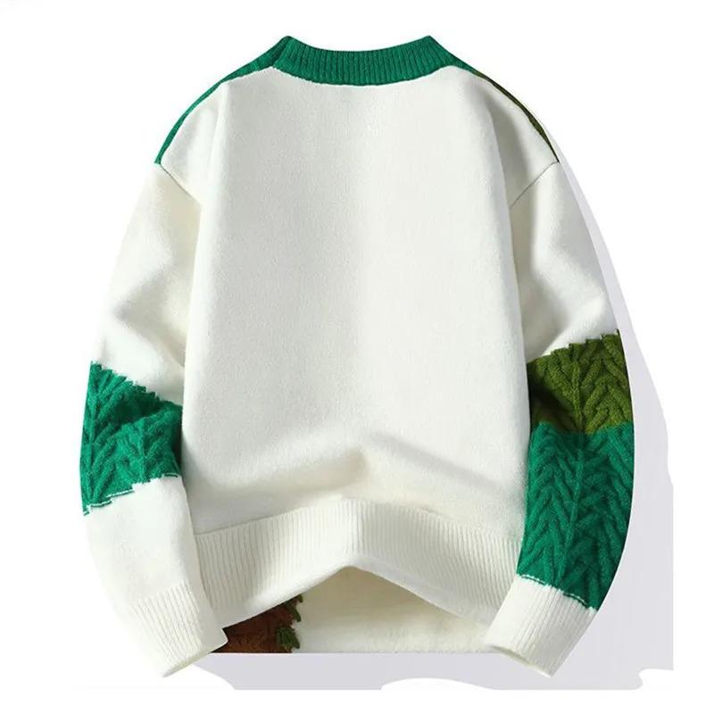 Winter Fashion Sweater Men Patchwork Casual Knit Pullovers Mens Thick Warm Harajuku Loose Knitted Sweaters O-Neck Streetwear Man