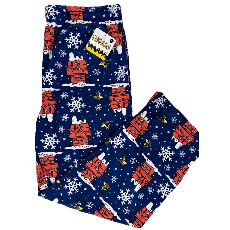 Peanuts Christmas Pajama Lounge Pants SSSnoopyyyy0  Woodstock Soft Men’s XL Blue NEW